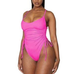 Women's One Piece Plus Ruched Size XXL Swimsuit Tummy Control Bathing Suit Pink